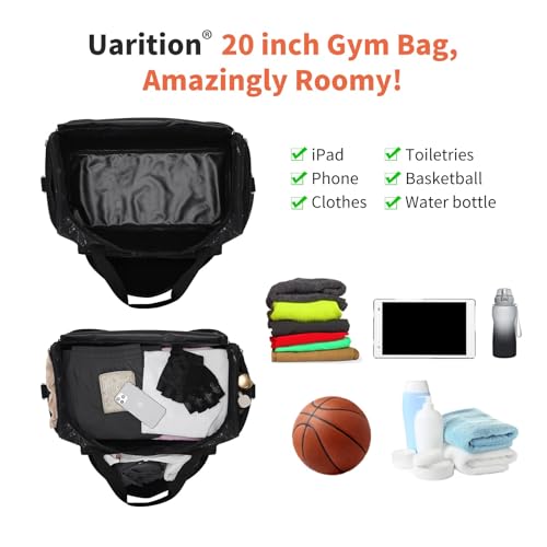 Uarition Men's Large Duffle Bag, 55L Heavy Duty Gym Bag for Sports, Workout, and Travel - Durable Duffel Gear Bag in Marble Black - color: Marble Black