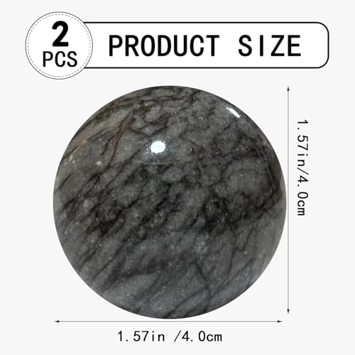 Baoding Balls Hand Therapy Balls, Dark Grey, 1.57 inch, 2 Pack | Stress Relief, Hand Exercise, Arthritis, Chinese Massage Ball Set, Storage Bag Included - color: Dark Grey, size: Medium-1.57"