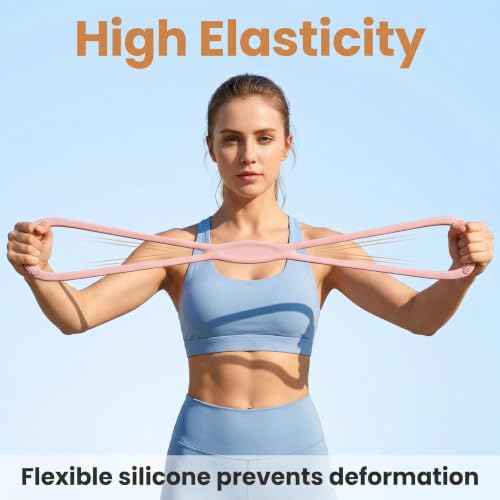 Figure 8 Resistance Band, Figure 8 Resistance Bands for Women Men,Resistance Band Figure for Working Out, Non-Slip Handles, Home Gym, Yoga & Physical Therapy - color: 15 LBS PINK