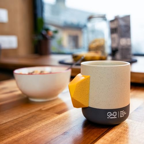 YY Vertical Climbing Mug Evo, Pinch Mug for Rock Climbers and Boulderers, Indoor Bouldering Grip Cup, Unique Gift, Blue - style: Indoor vibes - Yellow