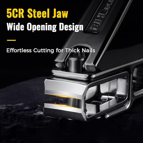 Heavy Duty Nail Clipper for Thick Nails, Built-in Nail File & Bottle Opener | Sturdy Zinc Alloy Body, Sharp 5cr Steel Wide Blade, Anti-Slip Grip, Clean Cut Thick Nails For Daily Travel