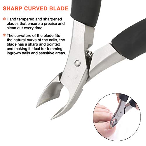 BEZOX Thick Toenail Clippers - Precision Large Toe Nail Clipper for Thick Nails, Comfort Grip Fingernail Clipper, Ergonomic Long Handle Nail Cutter, Professional-Grade Stainless Steel - color: Black