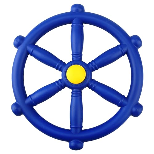 Playground Steering Wheel Plastic Pirate Ship Wheel Playground Swingset Steering Wheel Playset Accessories for Kids Outdoor Backyard Playhouse Treehouse (1, Blue) - color: Blue