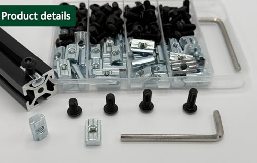 80 pcs M6 T Nut Screws Kit for 1010 1020 Aluminum Extrusion, 40 pcs Black M6x10/12/14/16mm Hexagon Socket Screws and 40 pcs M5 Sliding T-Nuts with 1 pcs M6 Hex Wrench - style: 80pcs 10 Series Screws Kit Black