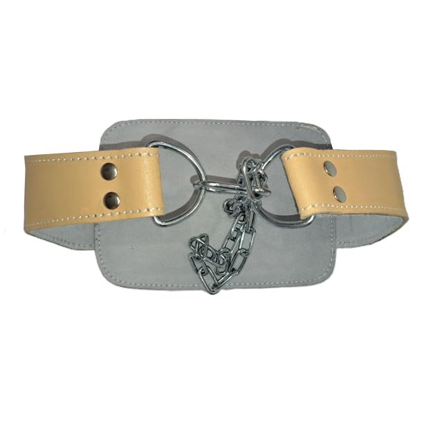 Leather Dip Belt | 30" Steel Chain, Padded Lumbar Support, For Powerlifting, For Weightlifting - color: Tan