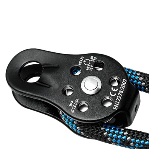 26KN Climbing Pulley, Fixed Plate Aluminum Alloy Rope Pulley Small Pulley System for 12mm Rope Climbing, Zipline, Hauling Outdoor Activity - color: Black