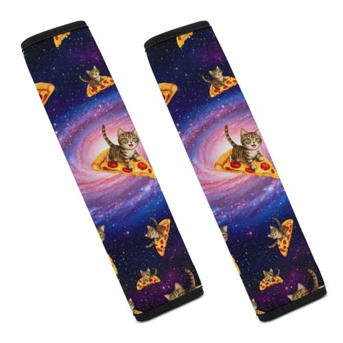 2 Pack Outer Space Purple Galaxy Pizza Cat Seat Belt Cover Universal Fit Shoulder Harness Cover for Girls and Boys, Car Seats Pushchair Strollers High Chair Pushchair - color: Pattern 1073