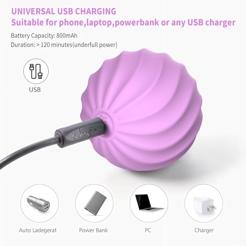 2.5" Mini Massage Ball, 10 Speeds Vibrating Massage Roller Ball for Palm, Hand, Foot, Leg, Neck, Back, Trigger Point Muscle Therapy Ball for Myofascial Release, Plantar Fasciitis Relief (Purple) - color: Purple