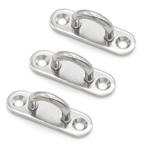 24 PCS 1.8 Inch Pad Eye, Stainless Steel Ceiling Hook Pad Eye Plate, Marine Hardware Staple Hook Loop with Screws