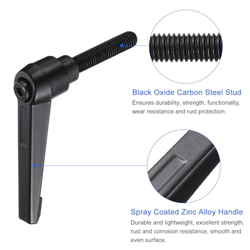 uxcell 4pcs Clamping Lever Handles, M8 x 40mm Black Oxide Carbon Steel Threaded Male Stud, Adjustable Handles Locking Quick Release Ratchet Push Button Bolt Knobs, Black - size: M8 x 40mm