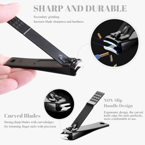 High Precision Stainless Steel Nail Clippers Set - 15 Pcs Manicure Pedicure Kit With File, Sharp Scissors, and Cutter for Fingernails & Toenails - Stylish Light Gray Case - color: Light Gray 15 Pieces