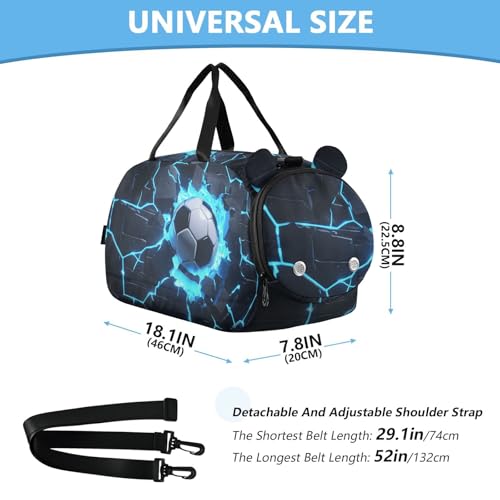 Kids Sports Duffel Bag for Boys & Girls - Soccer Cracked Wall 100% Polyester Gym Bag with Separate Shoe Compartment, Adjustable Shoulder Strap, Compact Travel & Workout Gear Bag - color: Soccer Cracked Wall