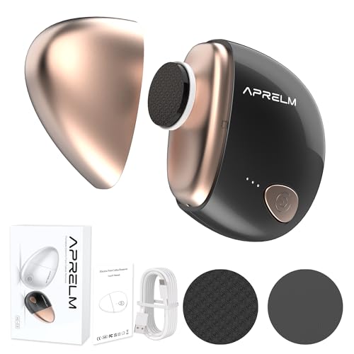 AprElm Portable Electric Hand & Foot Callus Remover with 2 Glass Grinding Heads, Rechargeable 800RPM Mini Electric Hand & Foot File for Travel Outdoors Climbers Gym Athletes (E9 Black Gold) - color: Black Gold