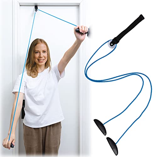 Shoulder Pulley Over The Door Physical Therapy System | Over-the-door exercise pulley designed for shoulder physical therapy exercises. - color: Blue