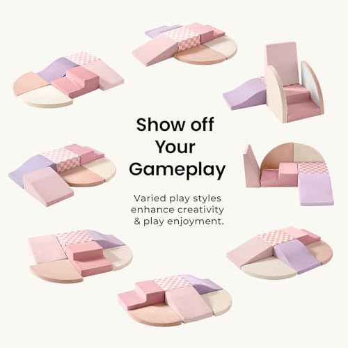 Tiny Land Soft Foam Climbing Blocks for Toddlers, 6-Piece Foam Blocks | Indoor Playground Baby Climbing Toys, Ideal Gift for Kids Activity Crawling and Sliding Foam Play Set (Pink Pastel) - color: Pink Pastel