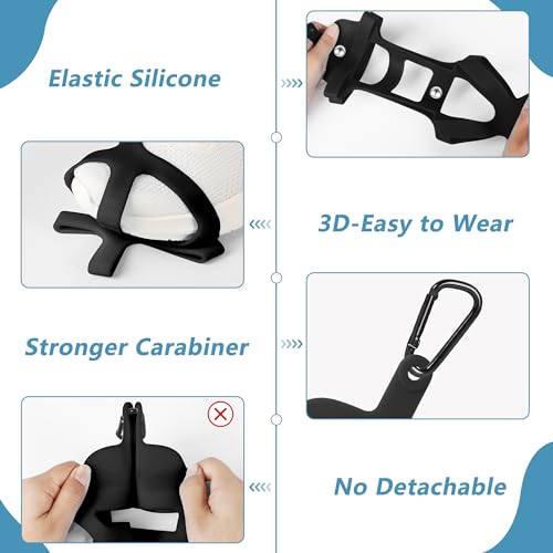 Shoe Holder for Backpack, takyu Elastic Silicone Shoe Holster with Backpack Clips for Sneaker Bag, Hang Extra Shoes Cleats Boots or Gear on Your Bag (Black） - color: Black