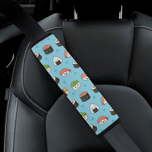 Universal Soft and Comfortable Car Seat Straps Shoulder Pads for Girls and Boys, Most Cars, 1 Pair Blue Sushi Harness Pads Strap Comfortable Driving - color: Pattern 207