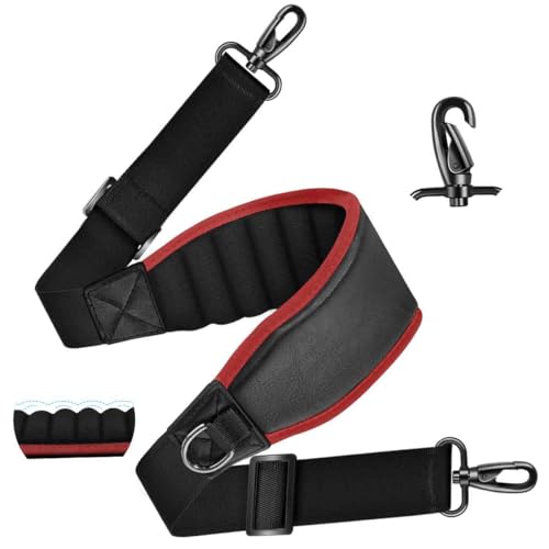 ZINZ Shoulder Strap 68" with Padded, Bag Strap with Dual Buckles and Metal Swivel Hooks for Laptop Bag, Briefcase and More - color: Black Red