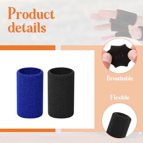 KALIONE Finger Sleeves Protectors, 10Pcs Sport Finger Sleeves, Elastic Fingers Support Sleeve, Compression FingerSleeves, Thumb Brace Support for Basketball, Golf (Black, Blue)