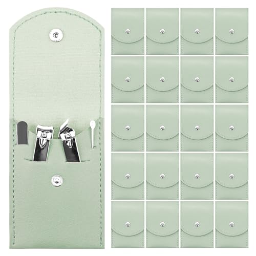 20 Sets Manicure Set Bulk, Nail Clippers Kit Stainless Steel Fingernail Clippers Set, Sturdy Nail Tip Cutter Trimmers Professional Grooming Toenail Clippers Personal Pedicure Kits Gift (Green 4 in 1) - color: Green