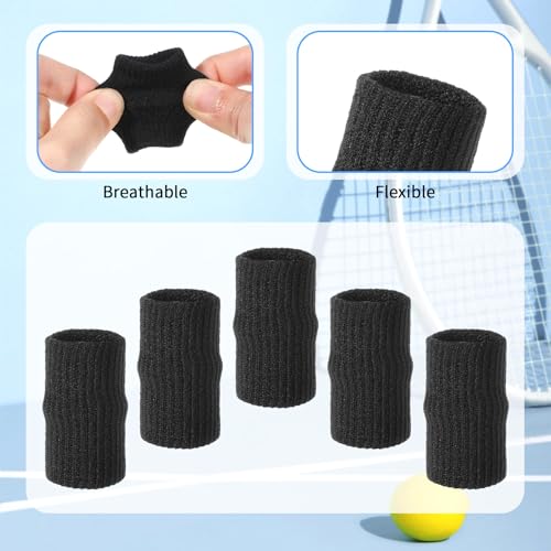 WLLHYF 20 Pcs Black Finger Sleeves Breathable Finger Brace Elastic Support Compression Sleeves for Arthritis Thumb Splint for Relief Sports Protection for Basketball, Golf, Tennis