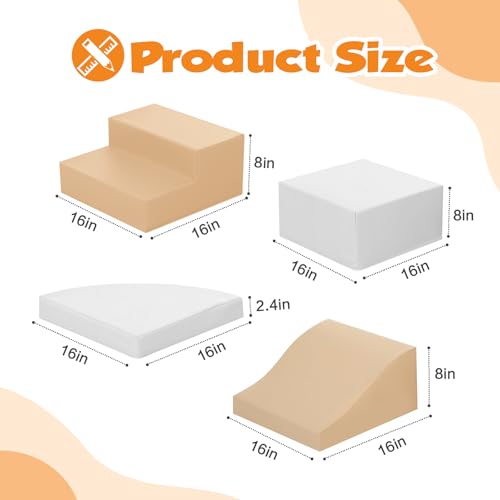 TODIBY 4-Piece Soft PU Leather Toddlers Climbing Toys, Baby Foam Climbing Blocks for Toddlers 3, Foam Play Gym Climbing Structures, Indoor Climb and Crawl Activity Play Set (White and Coffee) - style: White/Coffee