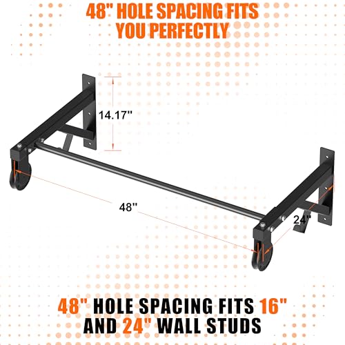 Pull Up Bar Wall Mounted, Heavy Duty 650 lbs Capacity Chin Up Bar, 48" Multi-Grip Strength Training Pull-up Bars, for Home Gym Garage/Backyard Total Body Workout, Ease Of Use Mounting - color: Black01