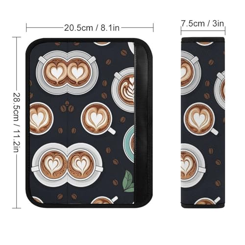 2 Pack Universal Fit Seat Belt Shoulder Pad for Kids, Car Seats Pushchair Strollers High Chair Pushchair, Cute Cafe Latte Art Bean Coffee Shoulder Protector, Anti-Slip Pad - color: Pattern 1207