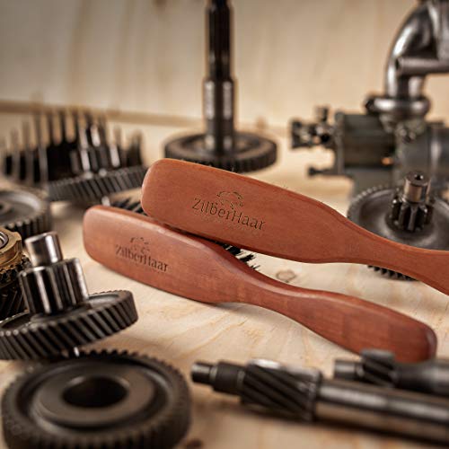 ZilberHaar Long Hair & Beard Brush - Made From Stiff First Cut Boar Bristles And Pearwood - Perfect Beard Care for Men - Works with all Beard Balms and Oils - 8.5 inches long - color: Long Stiff