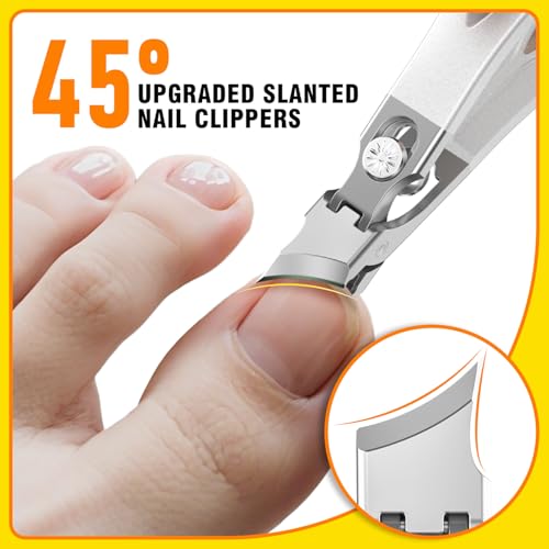 Toenail Clippers for Thick Toenails, Wide Jaw Opening Nail Clippers for Men, Heavy Duty Ingrown Toenail Clippers Nail Cutters, Eagle Beak Slanted Nail Clippers，3-Piece Set with Case - size: 2PCS Slanted & Curved