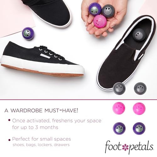 Foot Petals Sneaker Deodorizers - Freshener Balls For Shoes, Gym Bags, Lockers, or Drawers, 3-Pack, Girly - color: Girly Girl