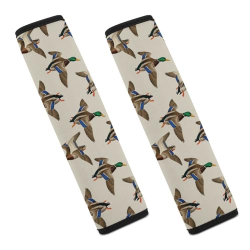 Soft Padded Seat Belt Cover for Girls and Boys, Stroller Pushchair High Chair, 2 Piece Flying Mallard Ducks Shoulder Protector Anti-Slip Pad - color: Pattern 49
