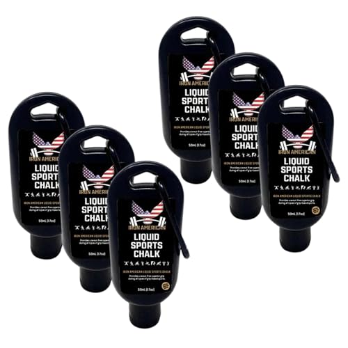 IRON AMERICAN Liquid Chalk - No-Mess Long-Lasting Grip Chalk for Weightlifting, Gymnastics, Rock Climbing, and Fitness Training - Advanced Hand Chalk for Gym - size: 6-PACK (50 ml. Bottles) WHITE