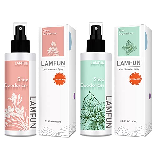 Shoe Odor Eliminator, LamFun Foot Shoe Deodorizer Spray, Natural Deodorant for Shoes, Feet, Sneakers, Work Boots, Air Freshener Spray, Freesia and Peppermint
