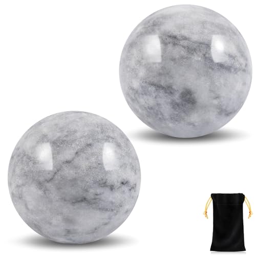 Learay 2Pcs Baoding Balls, Boading Balls for Hand Therapy, Misty-Gray 1.57" | Chinese Health Exercise Massage Balls with Carry Pouch for Stress Relief Meditation Ball - color: Misty-gray/1.57 Inch