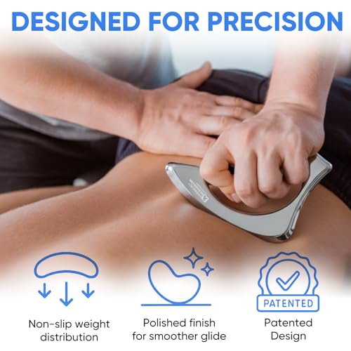 Professional Muscle Scraper Tool – Medical-Grade 304 SS IASTM & Gua Sha Scraping Tool – Ergonomic Fascia Mobilization Instrument for Soft Tissue Massage & Manual Bodywork – Emollient Balm Included - color: Ergo Tool