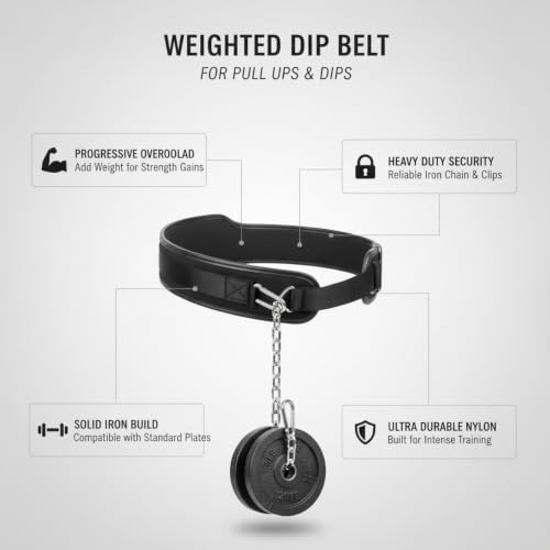 Home Gym Pull Up Station Accessory: Weighted Dip Belt with Heavy Duty Iron Chain for Strength Training - size: 3.94 x 3.15 x 1.18 in
