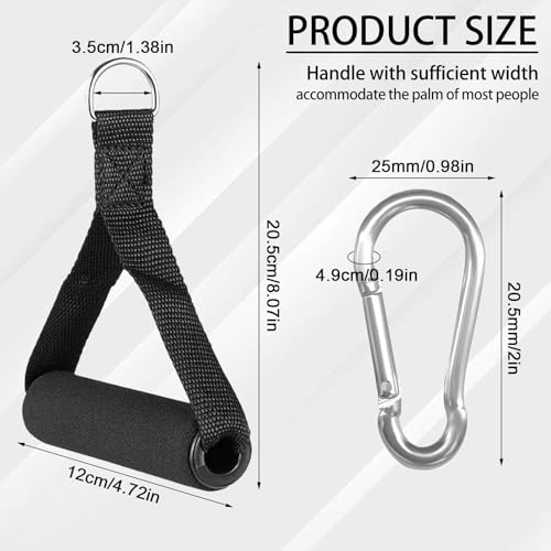 BLMHTWO 4PCS Resistance Band Handles, Heavy Duty Gym Handles Rope Exercise Handle with 4 Carabiners, Workout Handle for Cable Machine Attachment (Black)
