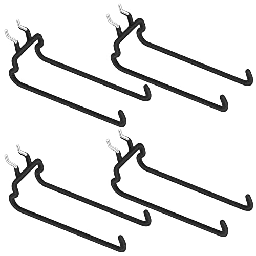 Hotop 4 Pack Pegboard Drill Holder Hooks, Black Metal Peg Board Hooks for Hanging Power Tools, Utility Hook for Garage Tool Organizer, Workbench, Craft Room and Wall Storage(7.48 x 2.8 x 3.66 Inch) - size: 7.48 x 2.8 x 3.66 Inch