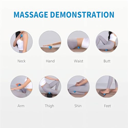 2.5" Mini Massage Ball, 10 Speeds Vibrating Massage Roller Ball for Palm, Hand, Foot, Leg, Neck, Back, Trigger Point Muscle Therapy Ball for Myofascial Release, Plantar Fasciitis Relief (Blue) - color: Blue