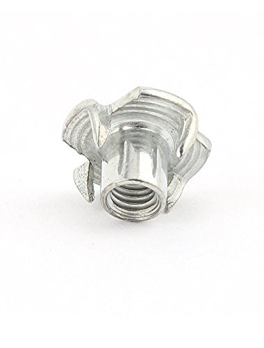 uxcell 50Pcs Carbon Steel Zinc Plated M5 x 8mm 4 Pronged Tee Nut T-Nut for Table Legs Rock Climbing Wall Woodwork Holds Wood Cabinetry