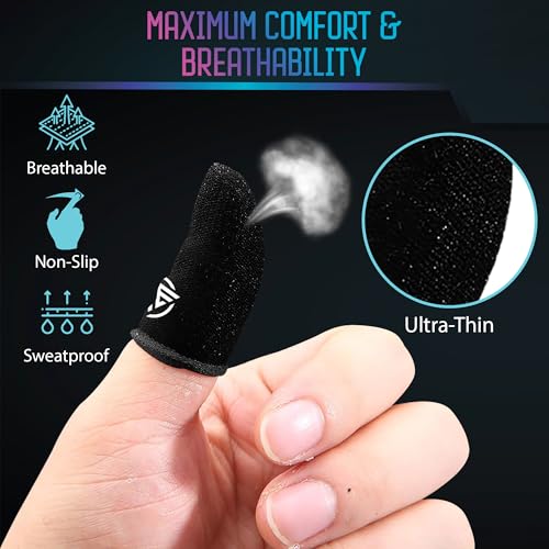 Gaming Finger Sleeves Cots Gloves Covers Protectors Thumb Hand Guard Sleeve for PUBG Mobile Phone Gamer Grip Pro - color: Black - Essentials