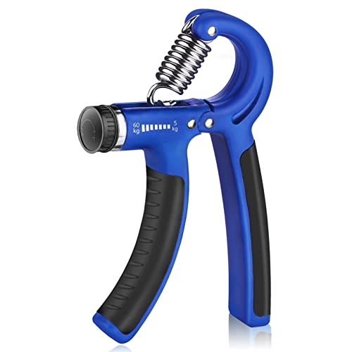 AIXPI Grip Strength Trainer, Hand Grip Exerciser Strengthener with Adjustable Resistance 11-132 Lbs (5-60kg), Forearm Strengthener, Hand Exerciser for Muscle Building and Injury Recover 1 PACK - color: Blue