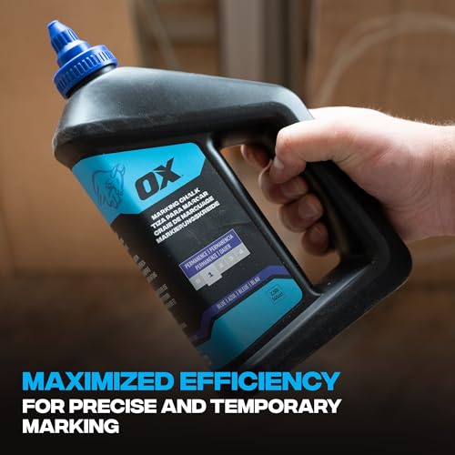 OX Blue Chalk Line Powder 2.5lb - Permanent Marking Chalk Refill | Chalk line refill for chalk reel, weather resistant up to 1 month, fade-resistant, high-contrast blue pigment, nozzle cap - color: Blue