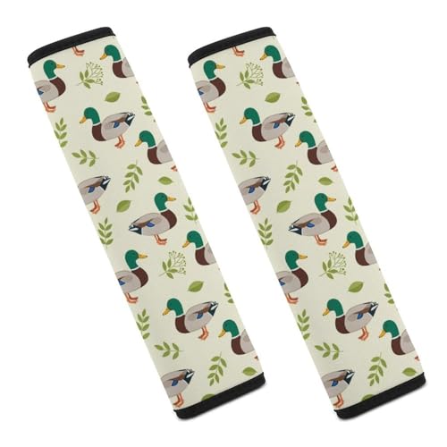 2 Pack Cute Mallard Duck Leaf Animal Print Car Seat Belt Pad Soft Padded Automotive Seat Belt Protector for Child, Stroller Pushchair High Chair, Shock Absorption - color: Pattern 988
