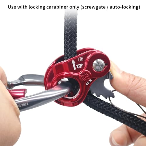 NewDoar Rope Ascender Lightweight Rope Clamp Ascender Riser Adjuster Fits 8-13mm Rope Self-Locking Grip for Rock Climbing,Hunting,Protection Rescue,Rappelling,Arborist,Gear Equipment - color: Red