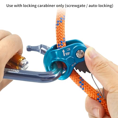 NewDoar Rope Ascender Lightweight Rope Clamp Ascender Riser Adjuster Fits 8-13mm Rope Self-Locking Grip for Rock Climbing,Hunting,Protection Rescue,Rappelling,Arborist,Gear Equipment - color: Blue