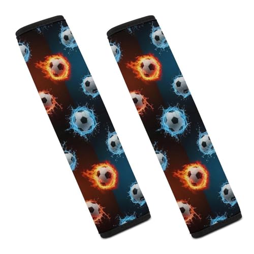 Universal Fit Soccer Flame Soccers Car Seat Belt Pad for Elderly Support, Stroller Pushchair High Chair, 1 Pair Shoulder Harness Cover Neck and Shoulder Support - color: Pattern 376