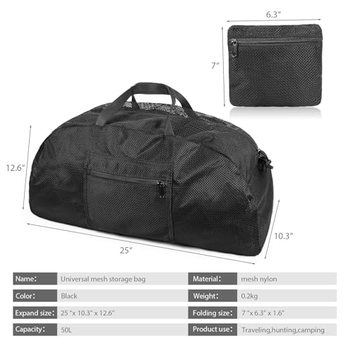 Tactical Mesh Luggage bag,50L Foldable duffel Pack | Large Capacity Range Bag For Hunting Shooting Travel Climbing Sports Gym