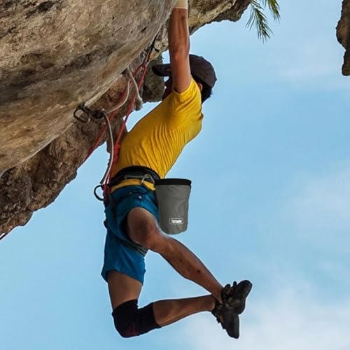 Rock Climbing Bag Anti-Slip Multifunctional Flexible | Waterproof for Climbing Bouldering Gymnastics Fitness Weight-Lifting Strongman Gym Workout Bouldering Chalk Pouch Climbing - color: Gray powder bag + D-shaped buckle